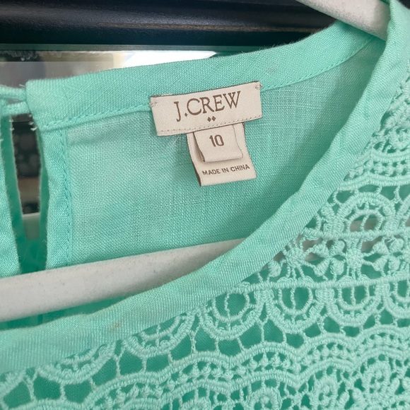J. Crew Factory Linen Green Lace Short Sleeve Shirt Size‎ 10 - Picture 4 of 7